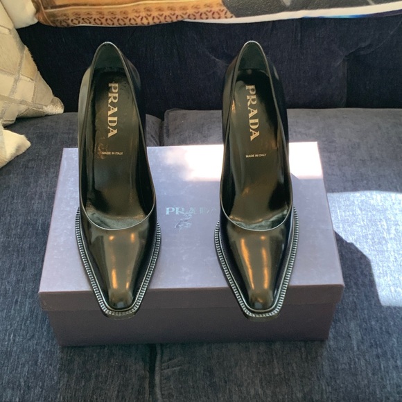 Prada Glossy Black Women's Heels - Picture 1 of 5
